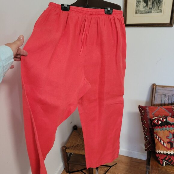 David Dart Pure 100% Linen Baggy 90's Coral pants Size 1X - Picture 3 of 6